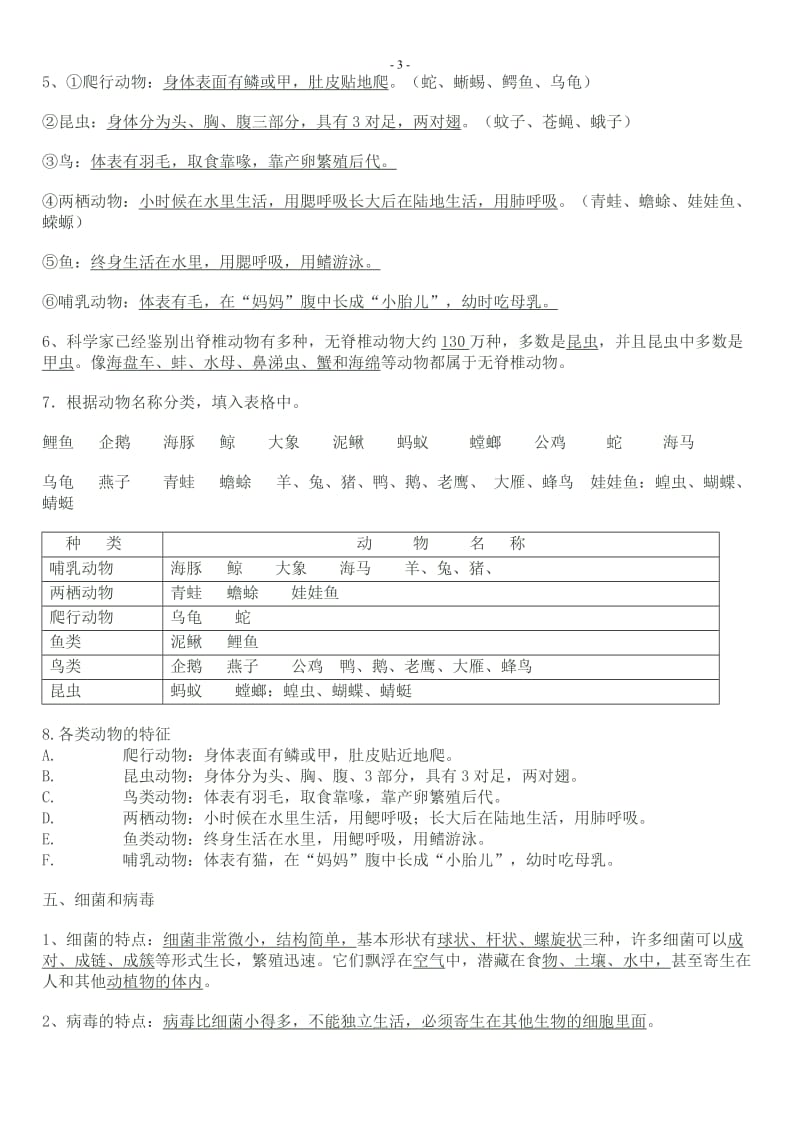 冀教版六年级科学上册复习题_第3页