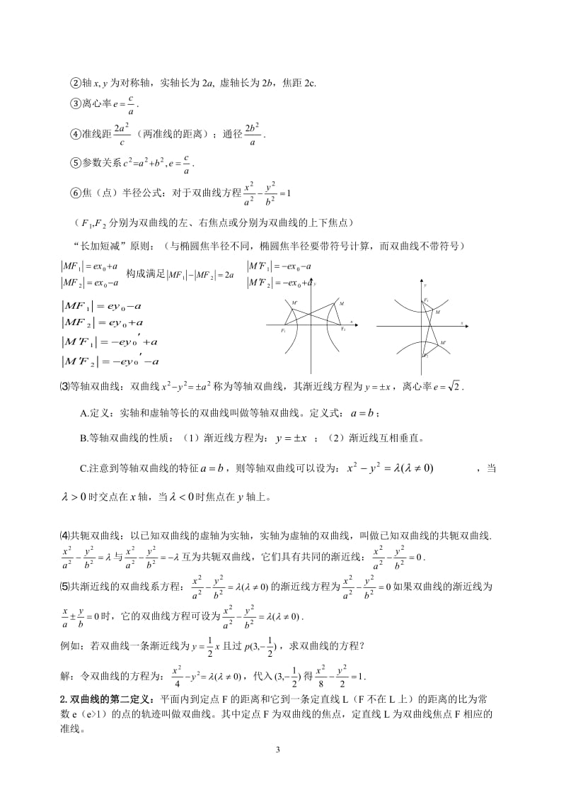 高中数学圆锥曲线方程知识点总结_第3页