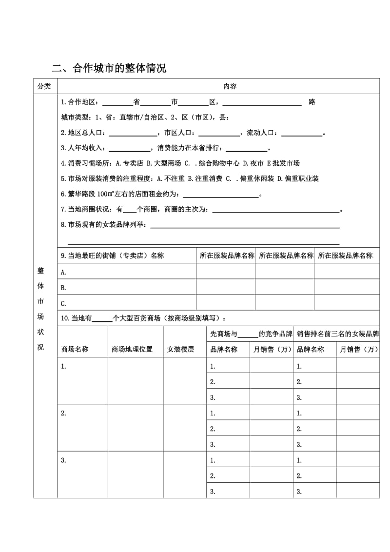 加盟合作意向调查表_第2页