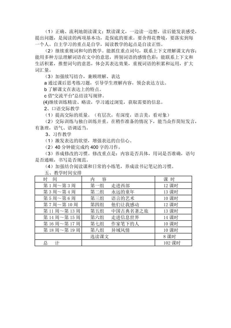 人教版五年级语文下册教学工作计划_第3页