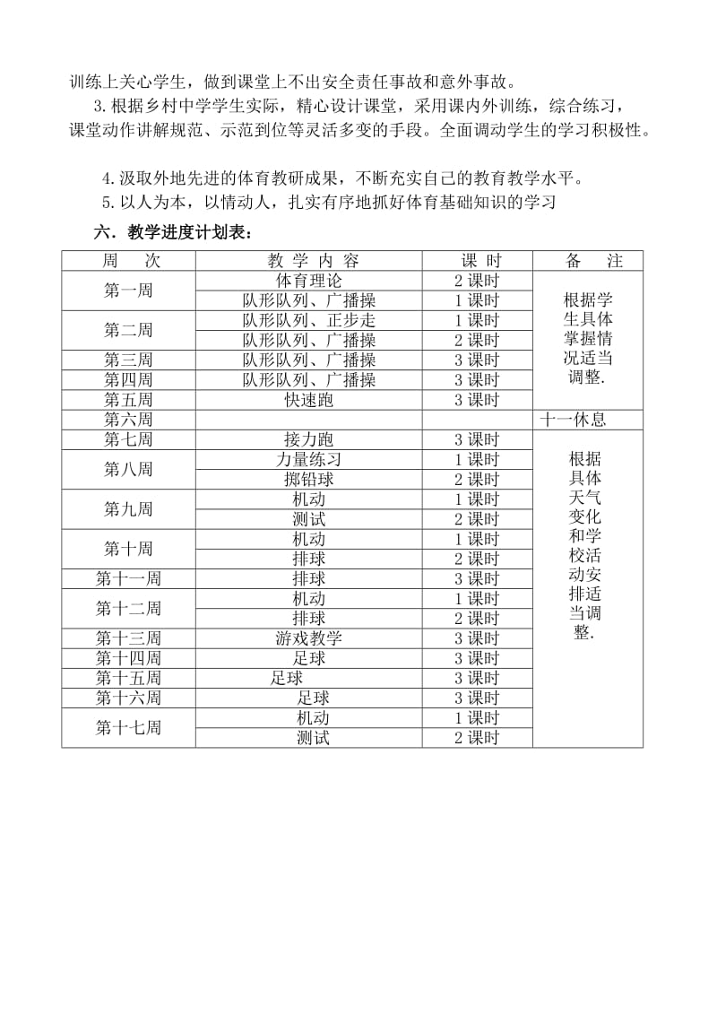 体育与健康教学计划_第3页