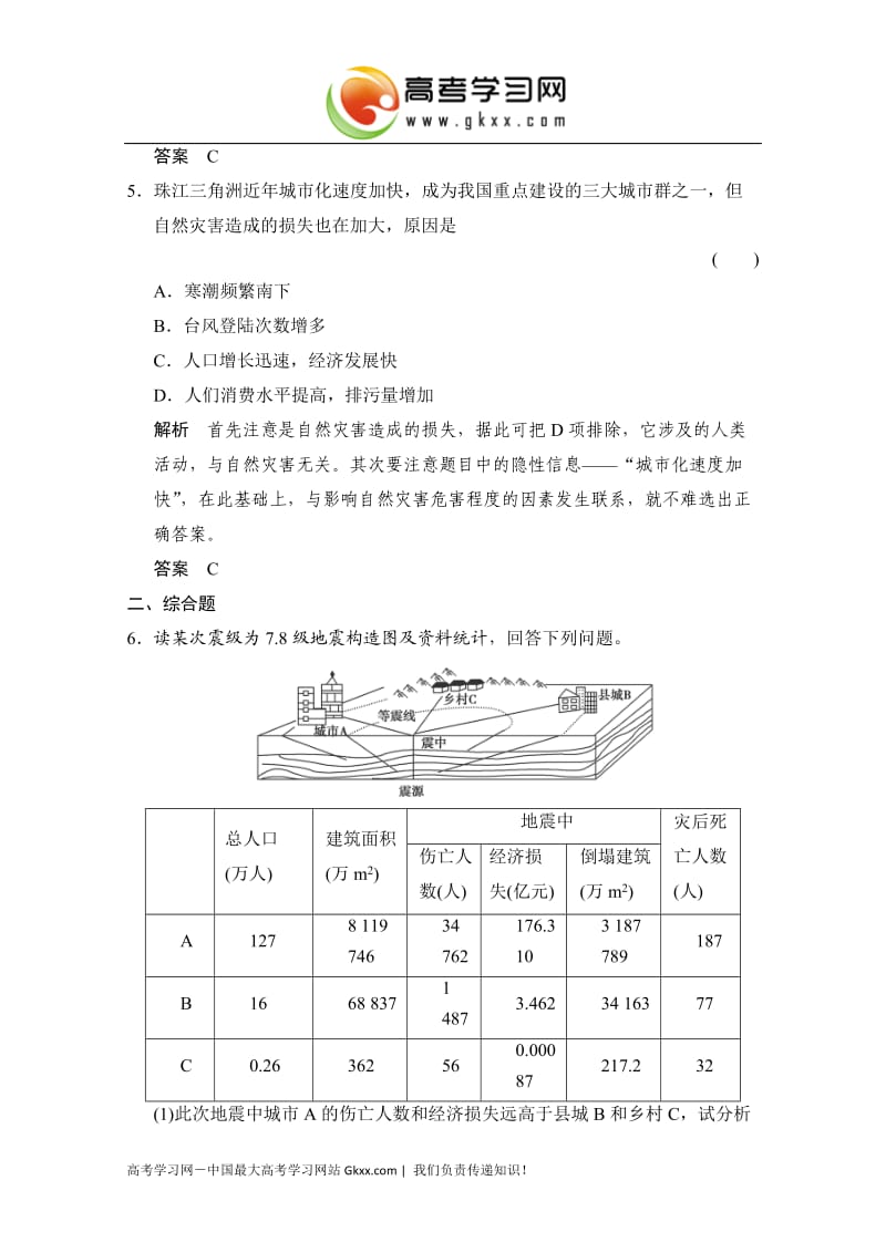 高中地理3.1《自然灾害的地域差异》每课一练2（鲁教版选修5）_第2页