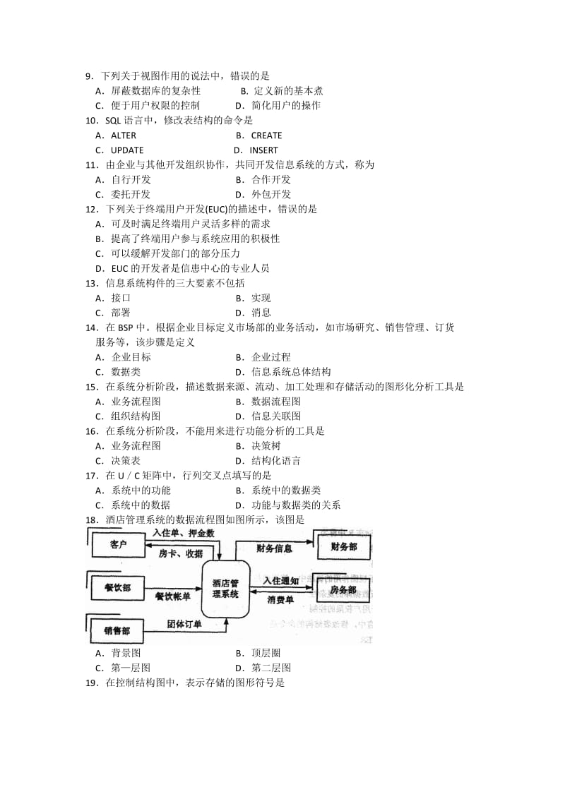 全国2016年10月00051《管理系统中计算机应用》真题及答案_第2页