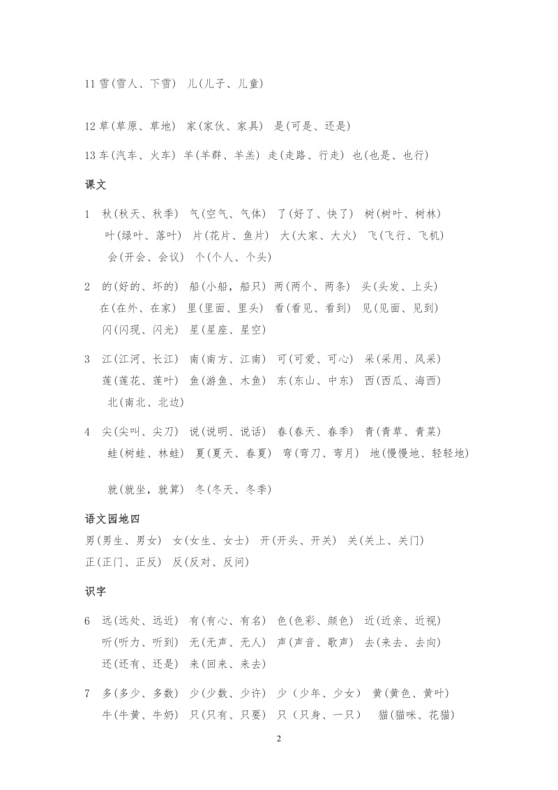 部编版小学一年级语文上册全册识字表_第2页