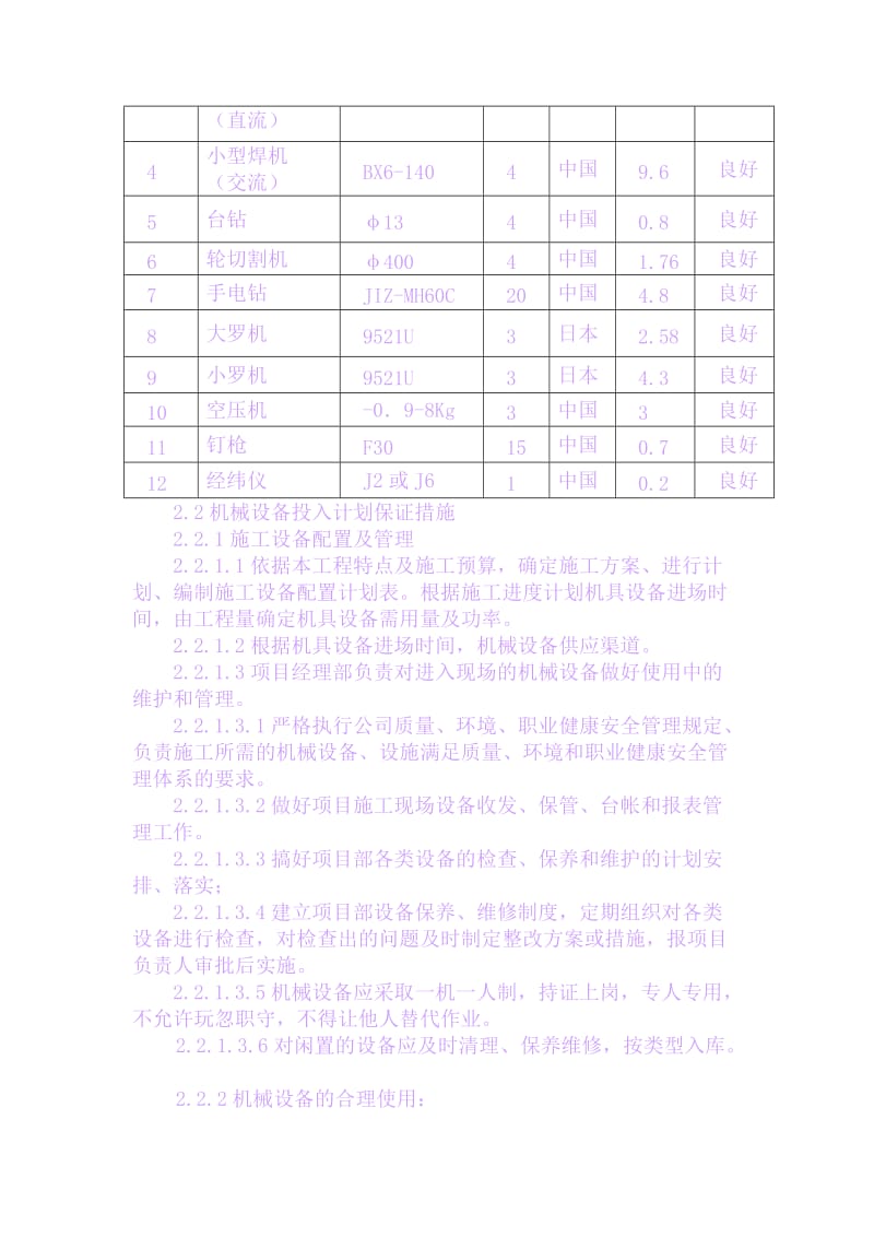 劳动力、材料、施工机械设备投入.._第3页