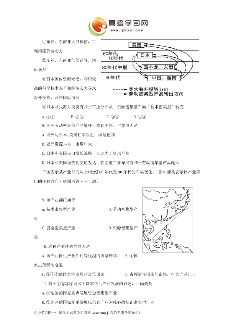 高中地理《工业生产与地理环境》同步练习2（鲁教版必修2）_第2页