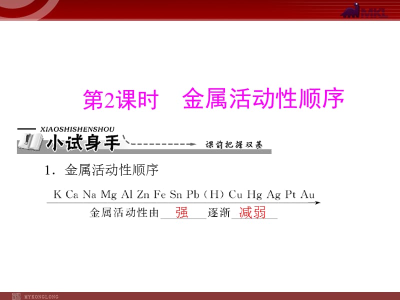 【化学课件】第八单元 课题2 第2课时 金属活动性顺序_第1页