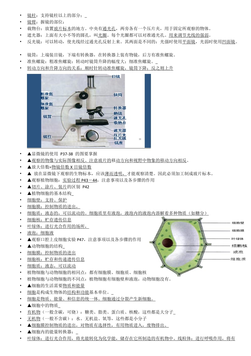 人教版七年级初一生物上册知识点总结_第2页