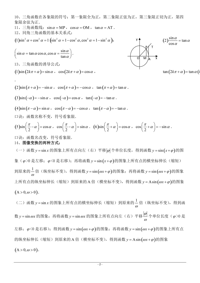 高中数学必修4知识总结(完整版)_第2页