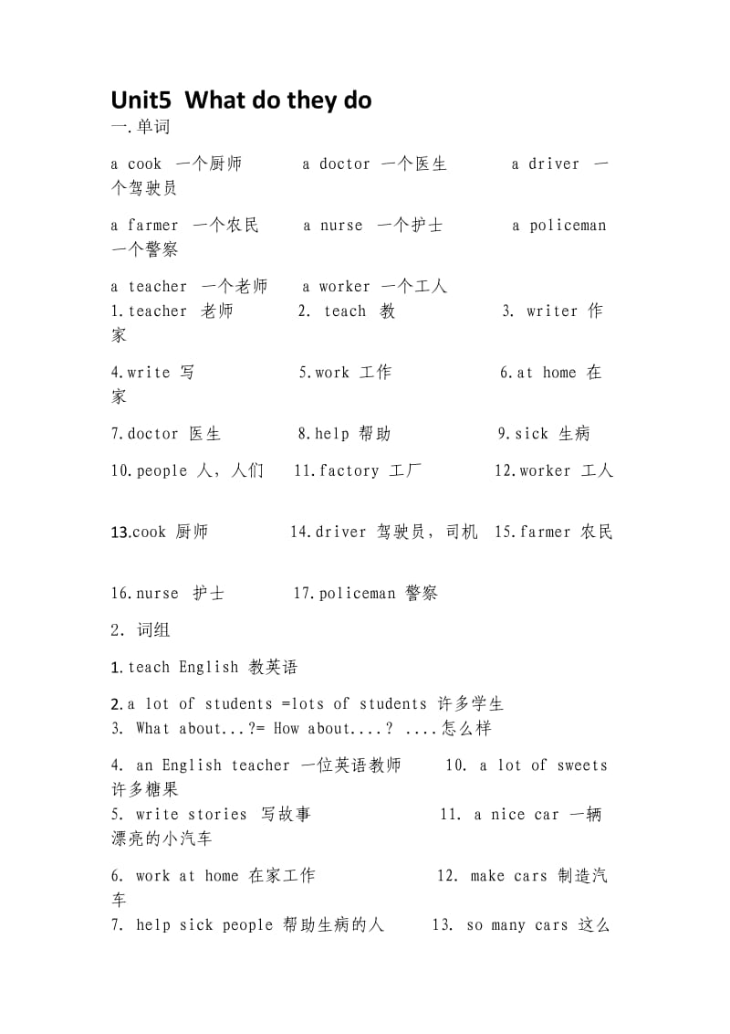 江苏译林版五年级上册Unit5-第五单元知识点归纳总结_第1页