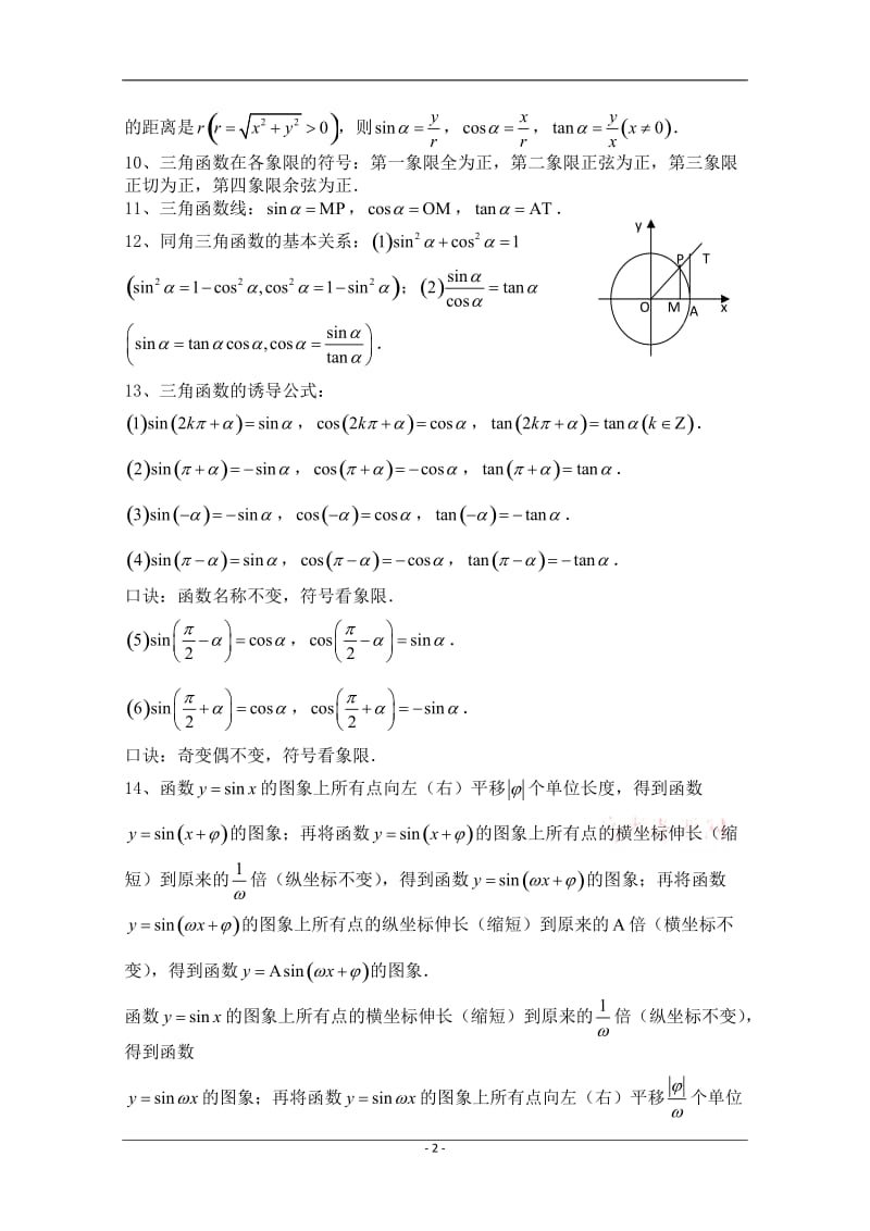 三角函数及解三角形知识点_第2页