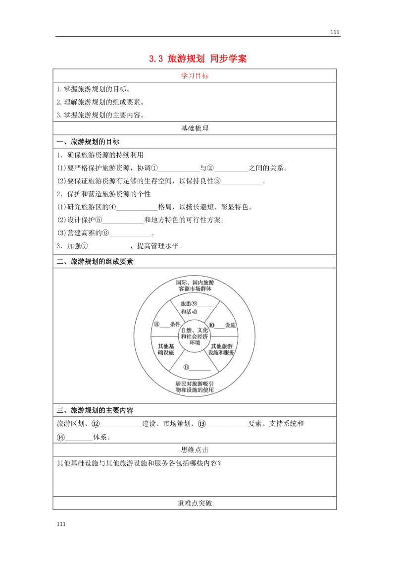 高二地理 3.3《旅游规划》学案 湘教版选修3_第1页