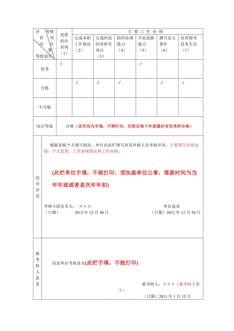 年度考核表-范本_第3页