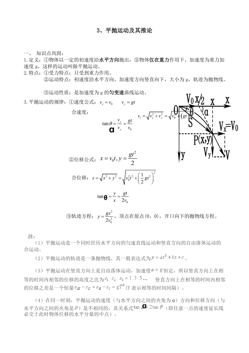 平抛运动知识点总结及解题方法归类总结_第1页