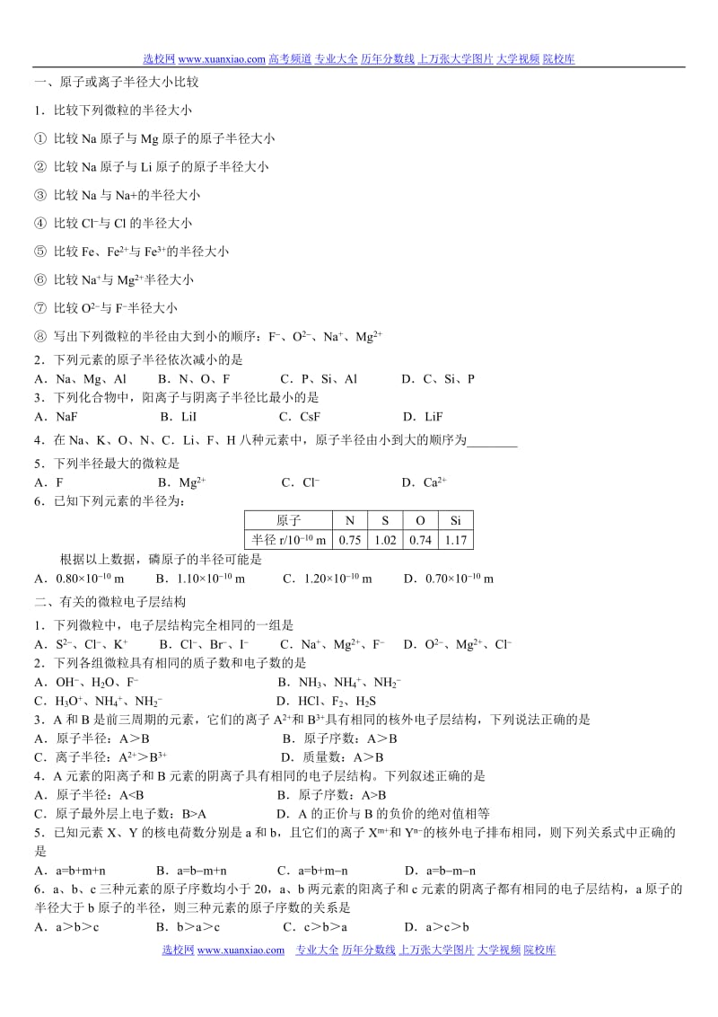 高中化学元素周期表和元素题型归纳_第2页