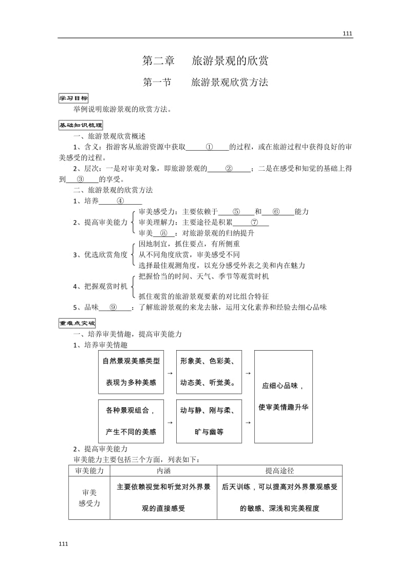 高二地理学案：2.1《旅游景观欣赏方法》（湘教版选修3）_第1页