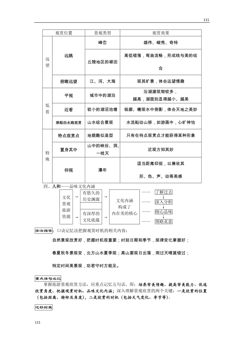 高二地理学案：2.1《旅游景观欣赏方法》（湘教版选修3）_第3页