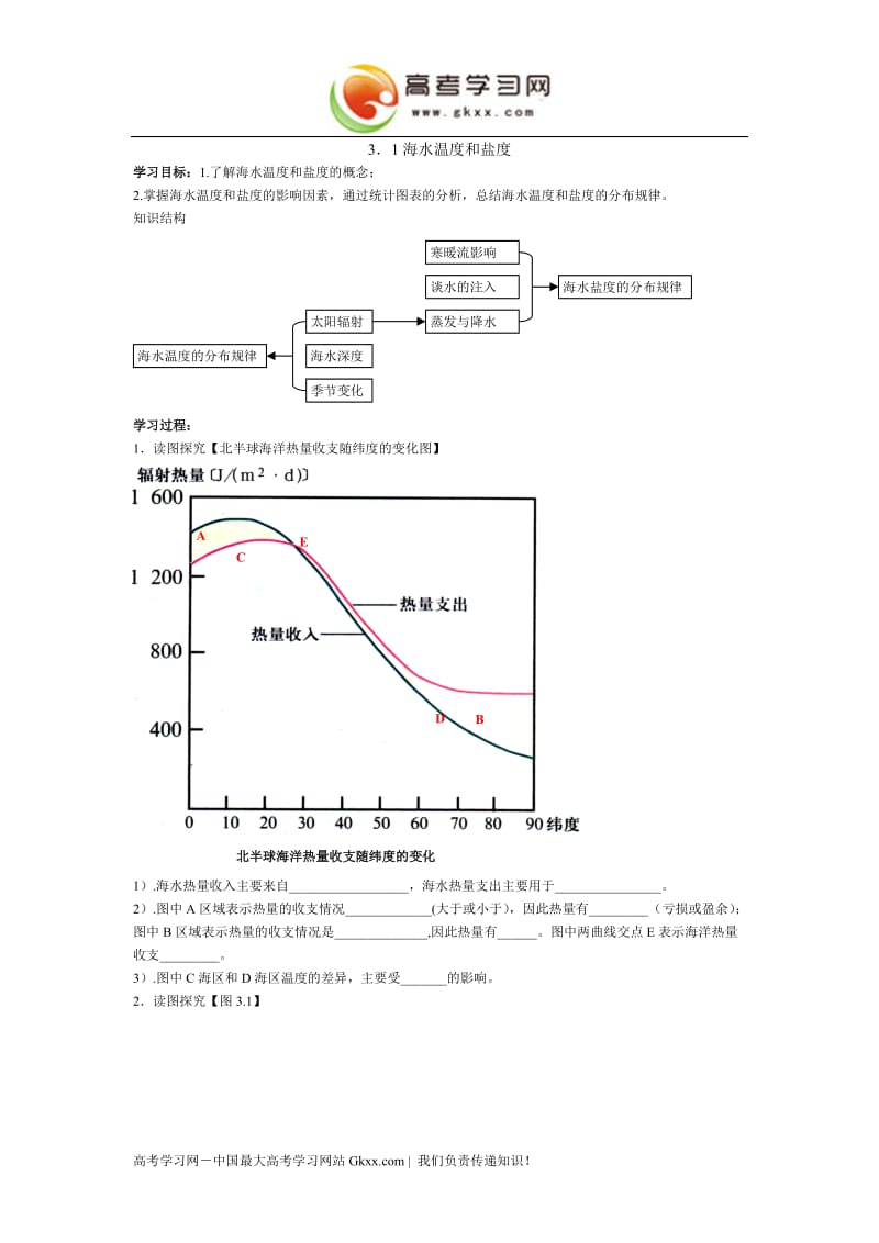 高中地理《海水的温度和盐度》学案2（中图版选修2）_第1页