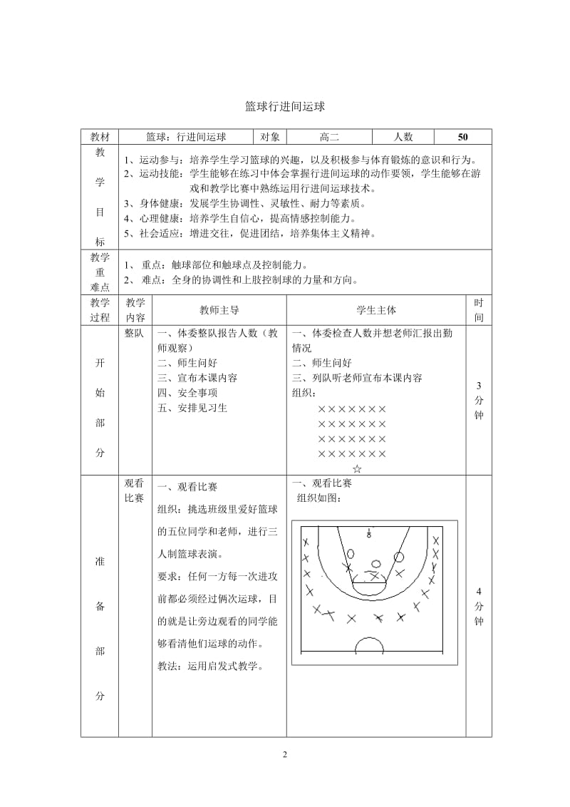 高中篮球行进间运球教学设计_第2页