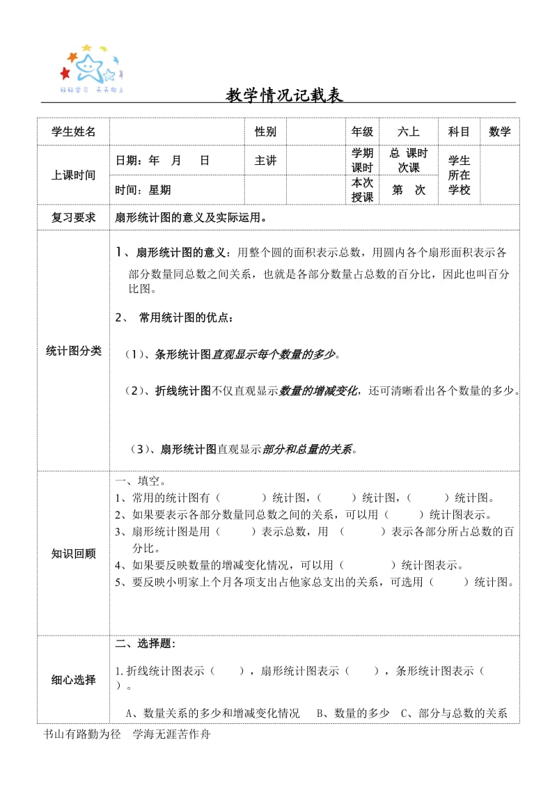 六年级数学扇形统计图知识总结_第1页