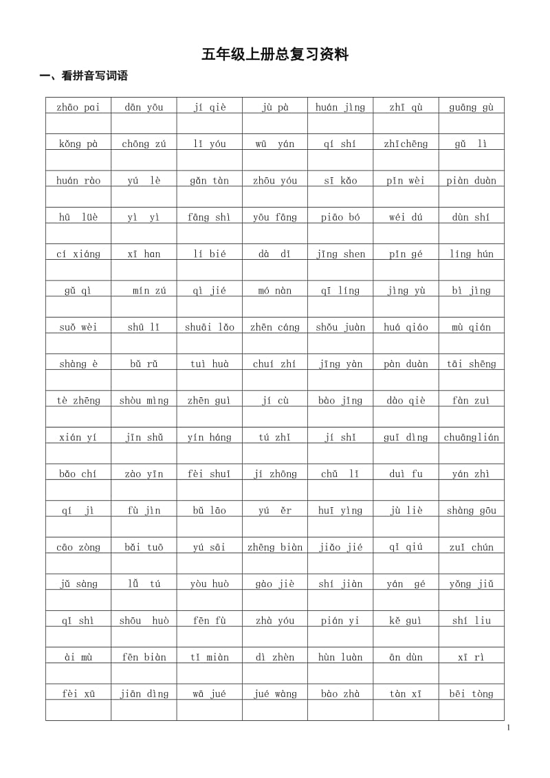 人教版五年级上册语文复习资料_第1页