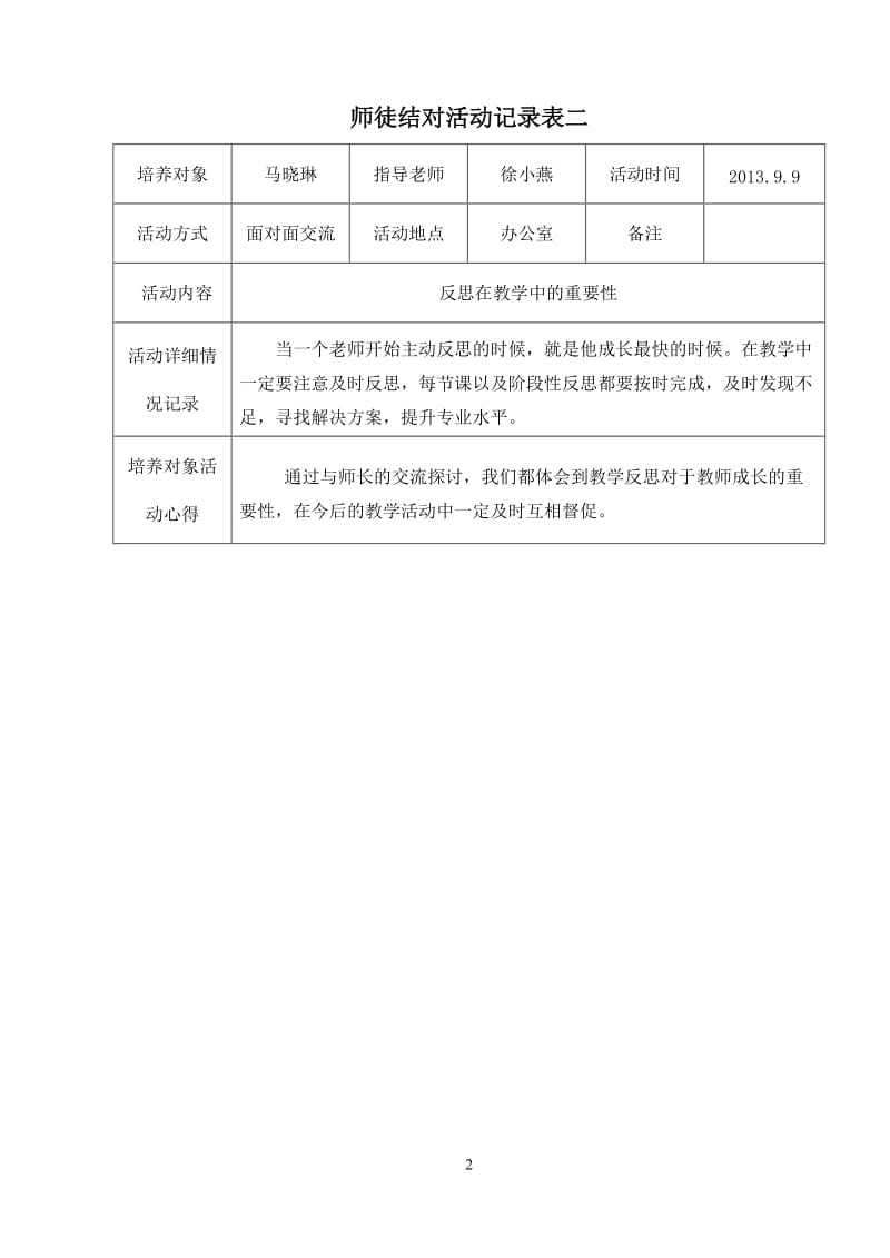 师徒结对活动记录表2013.09-2013.12_第2页