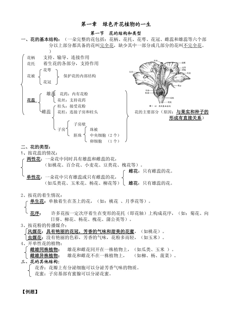 济南版八年级上册生物第一章--绿色开花植物的一生复习知识点_第1页