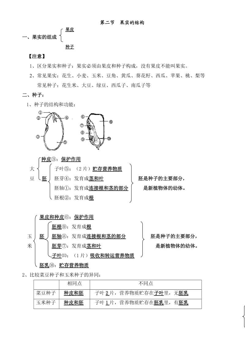 济南版八年级上册生物第一章--绿色开花植物的一生复习知识点_第3页