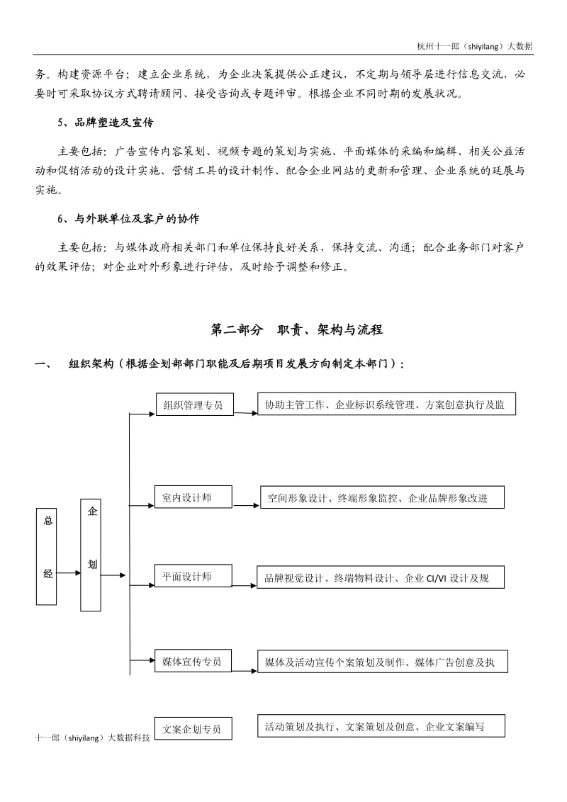 杭州十一郎大数据公司企划部部门规划方案_第2页