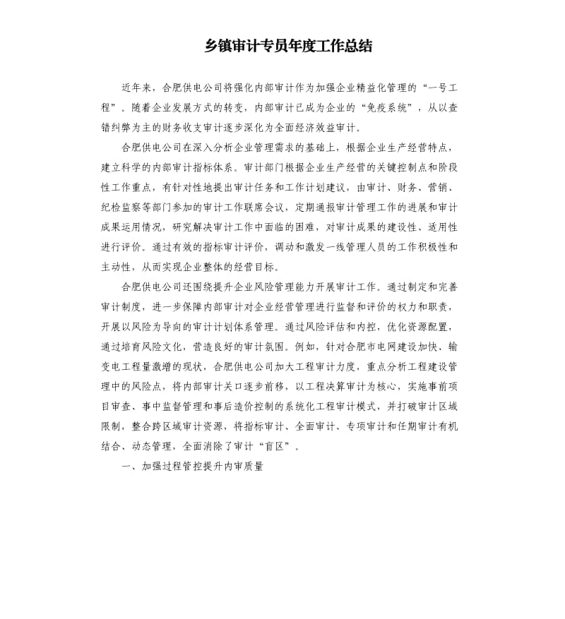 乡镇审计专员年度工作总结.docx_第1页