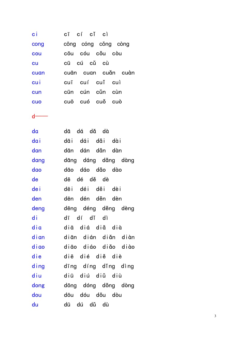 汉语拼音音节表(带声调音节)_第3页