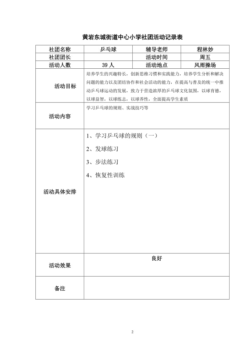 乒乓球社团活动记录表_第2页