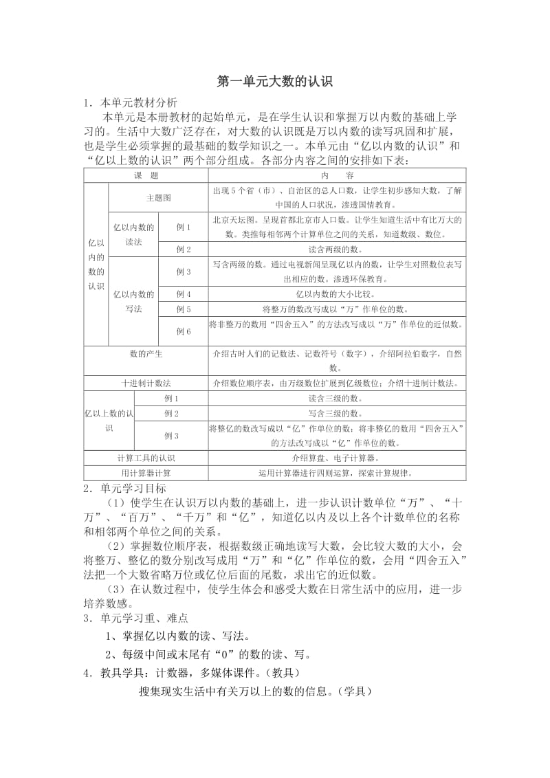 四年级上册数学各单元分析-文档_第1页