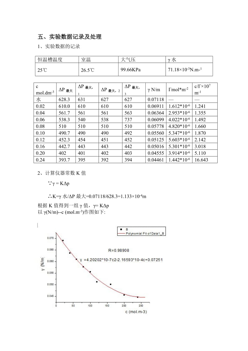 实验七-最大气泡压力法测定溶液的表面张力_第3页