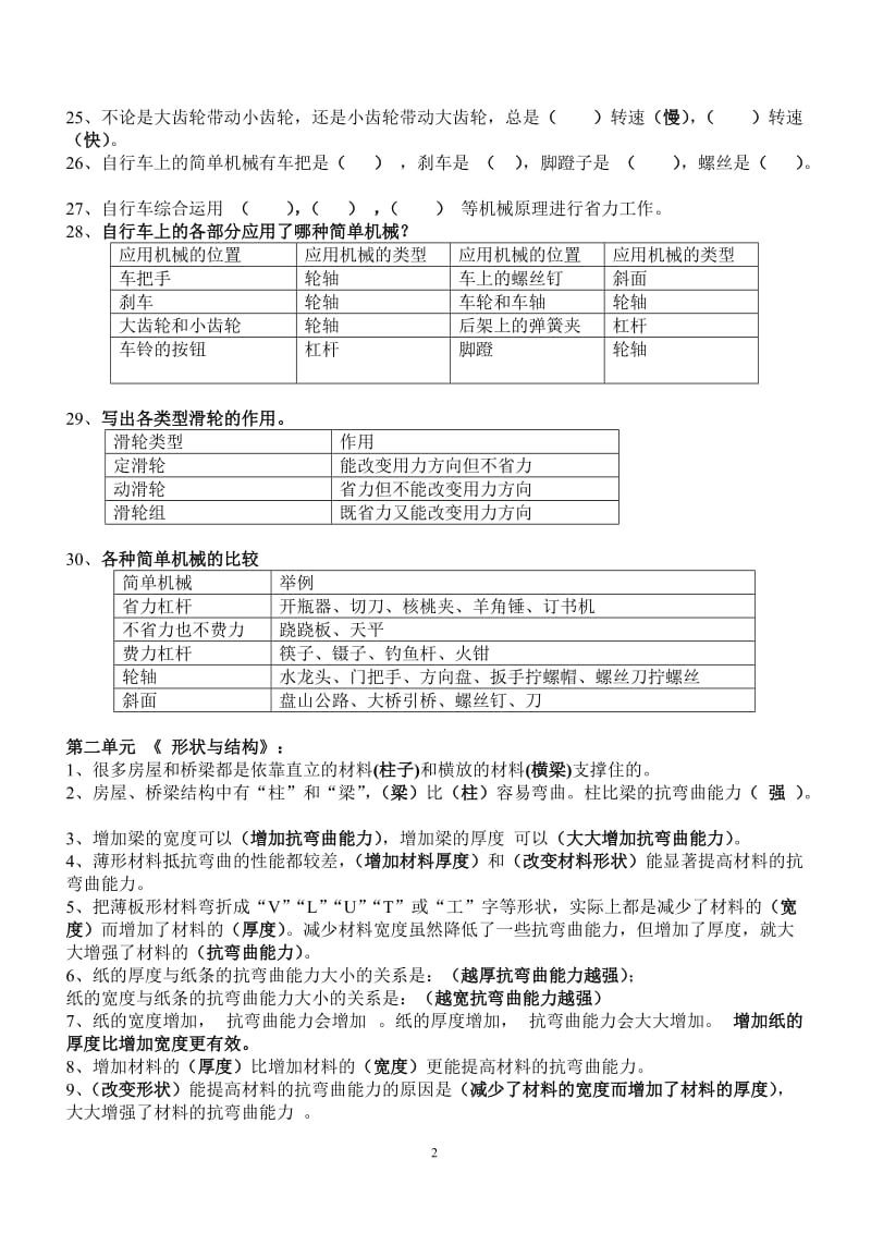 六年级上册科学知识主要内容_第2页