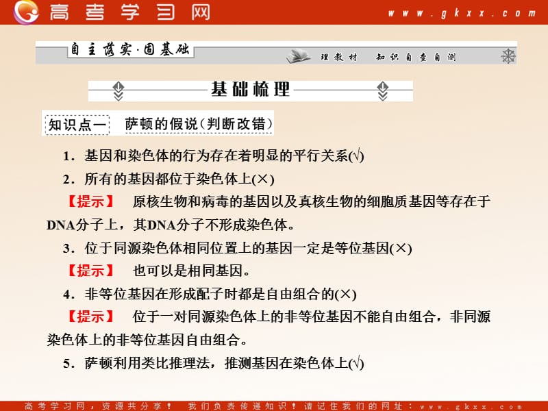 高考生物一轮复习课件：必修2 第1、2章第4课时基因在染色体上_伴性遗传（人教版）_第3页