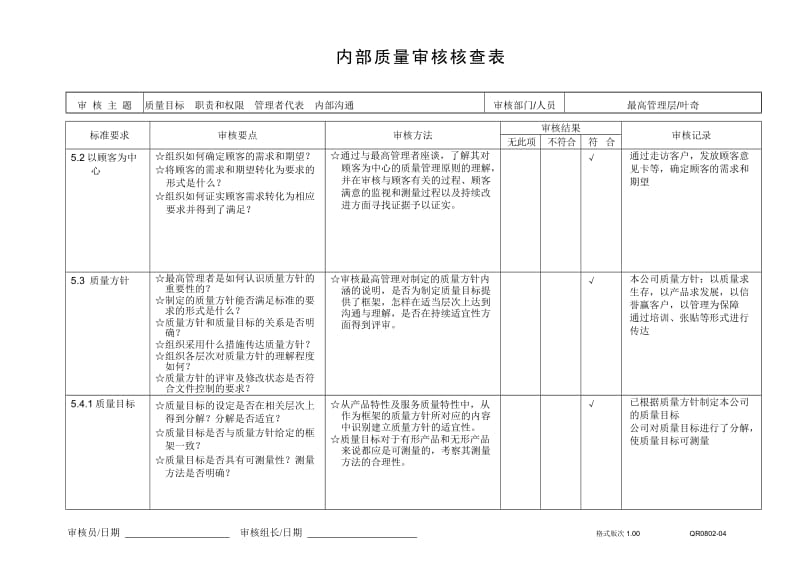 内部质量审核检查表(已填)_第2页