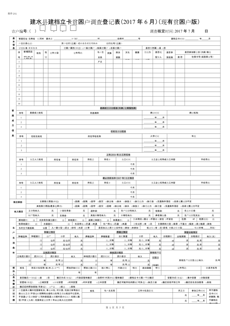 建档立卡贫困户调查登记表_第1页