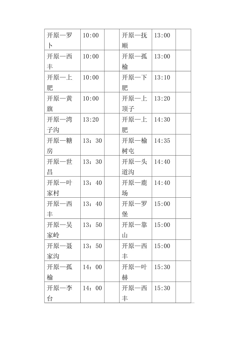 开原市汽车客运站站内班车时刻表_第3页