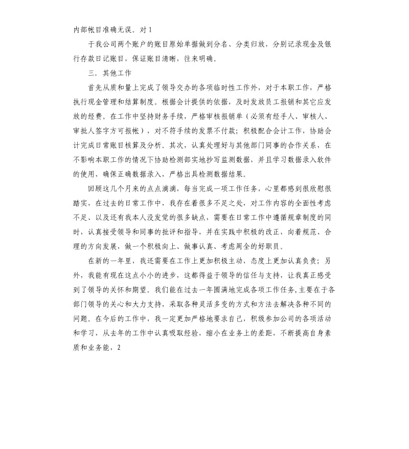 关于出纳的工作总结报告例文.docx_第2页