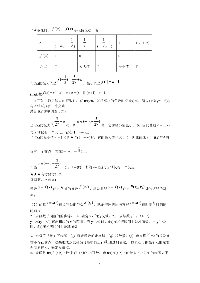 高考数学二轮复习：第四讲--导数及其应用(文)_第2页