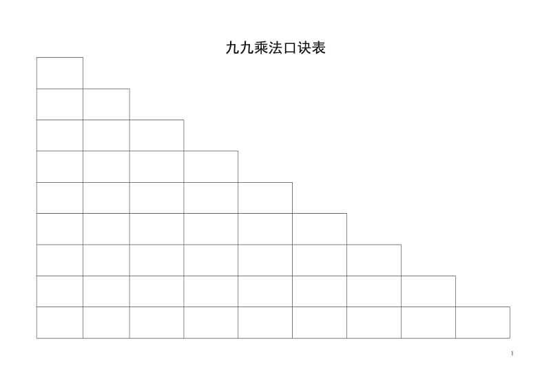 九九乘法口诀表(超清晰打印版)_第1页