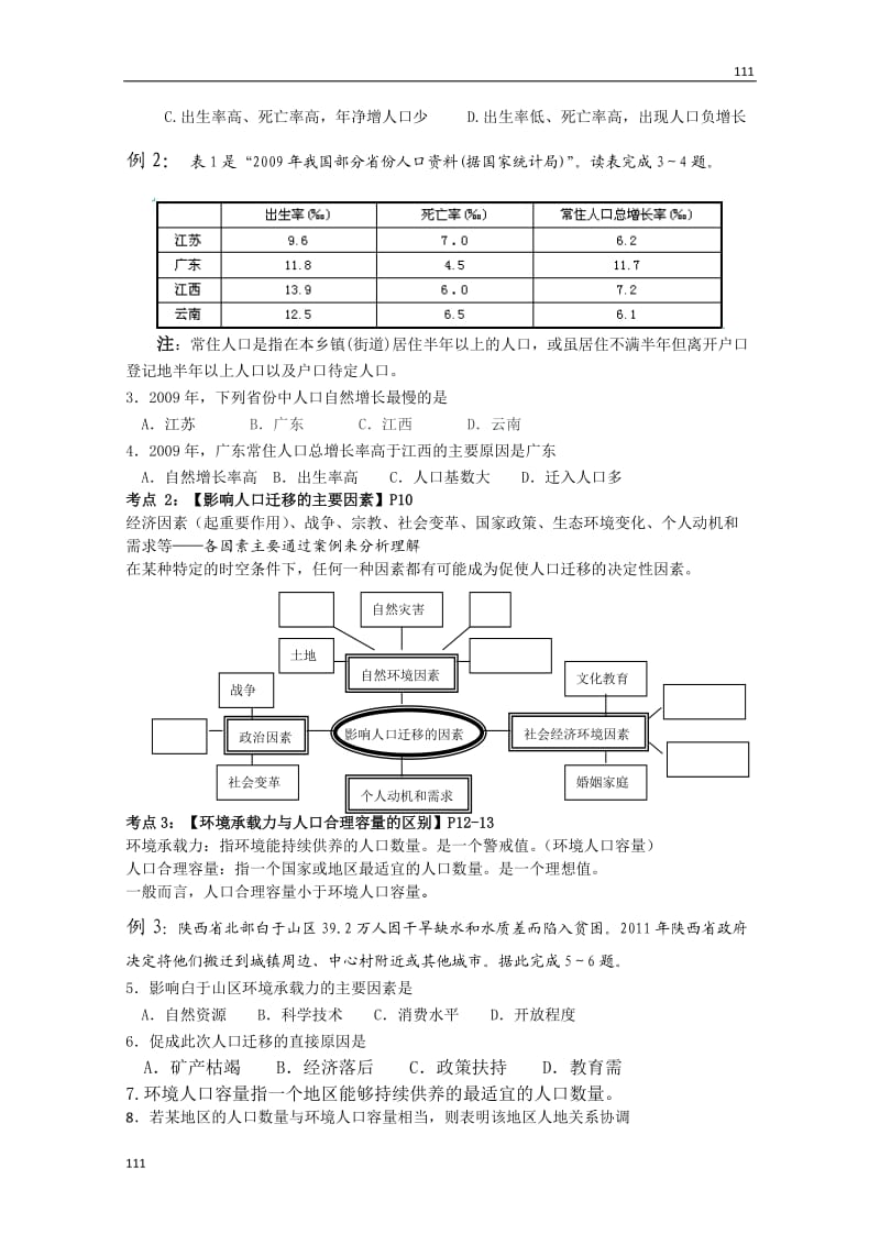 高一地理《人口与地》环境对点复习（鲁教版必修二）_第2页