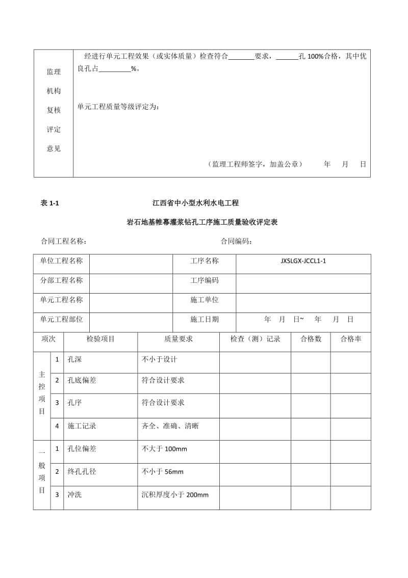 江西省中小型水利水电工程单元工程施工质量验收评定表第1册(土石方工程)_第2页