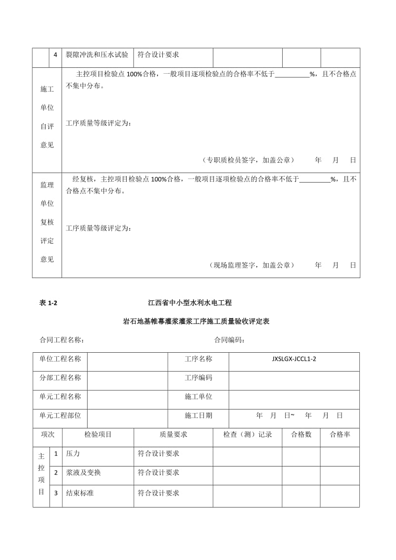 江西省中小型水利水电工程单元工程施工质量验收评定表第1册(土石方工程)_第3页