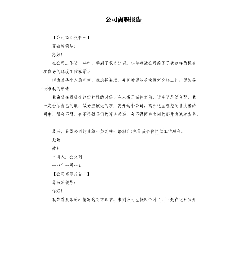 公司离职报告.docx_第1页