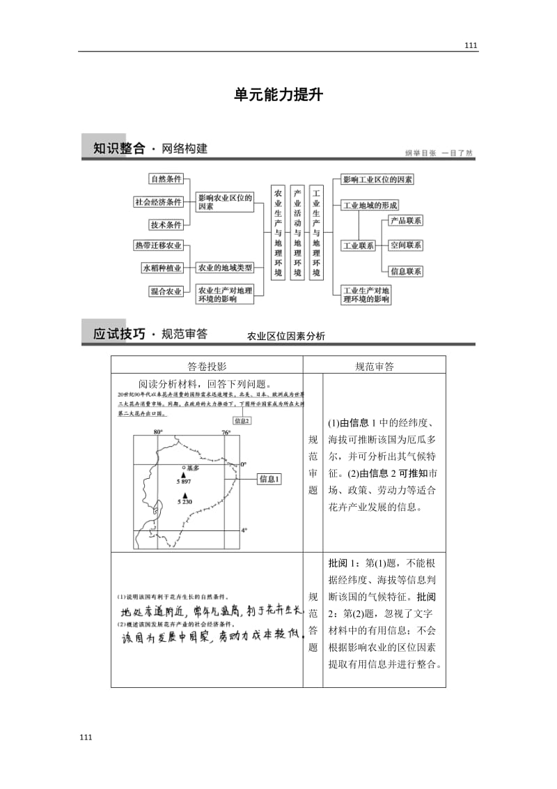 高考地理一轮复习讲义：必修二第三单元《产业活动与地理环境》单元能力提升教案 鲁教版_第1页