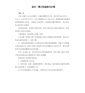 会计一周工作总结与计划.docx