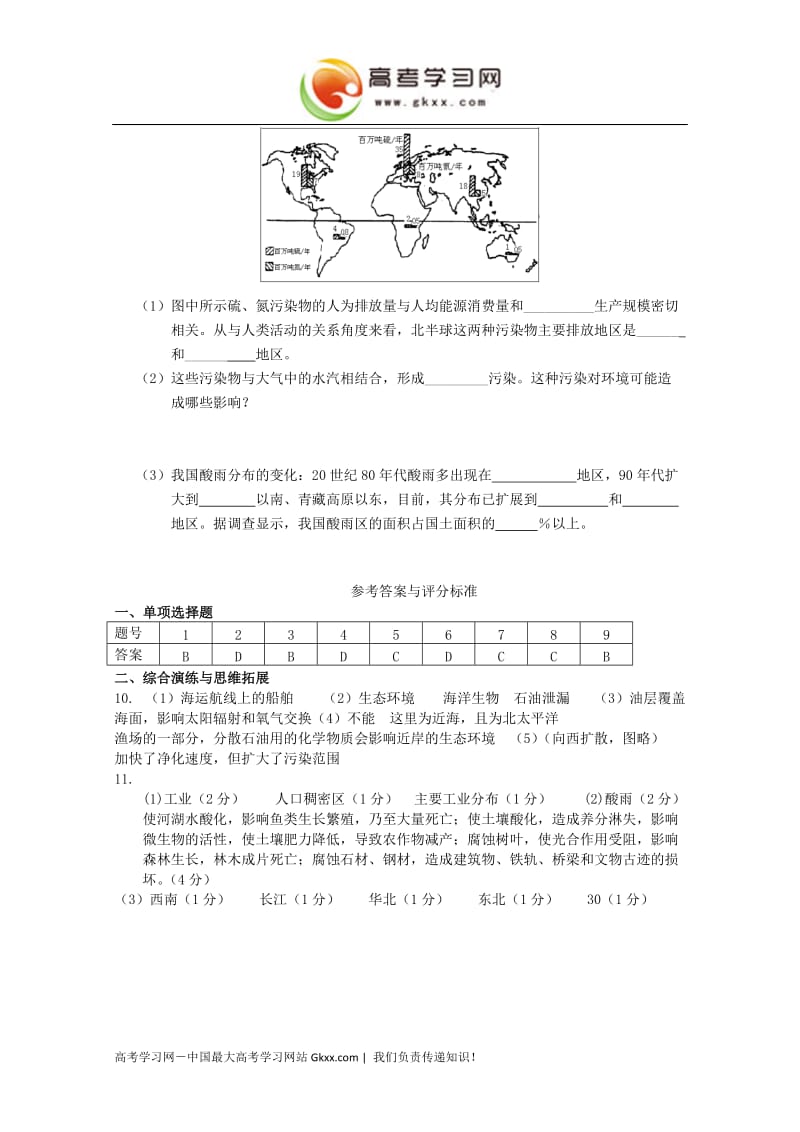 高中地理1.2《环境问题概述》同步练习1（湘教版选修6）_第3页