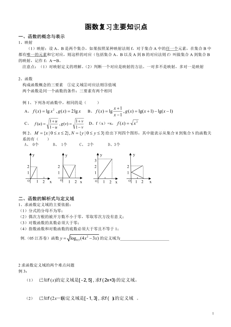 高一数学：函数知识点总结_第1页